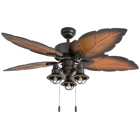 PROMINENCE HOME Ocean Crest, 52 in. Indoor/Outdoor Ceiling Fan with Light, Bronze 50653-40